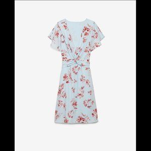 Express Floral Twist Front Fit And Flare Dress